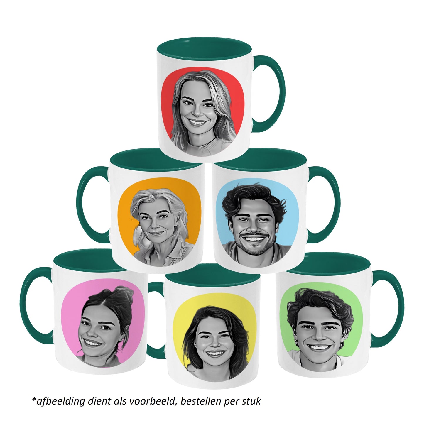 Mokkie - Tekening Zwart/Wit - Donkergroen