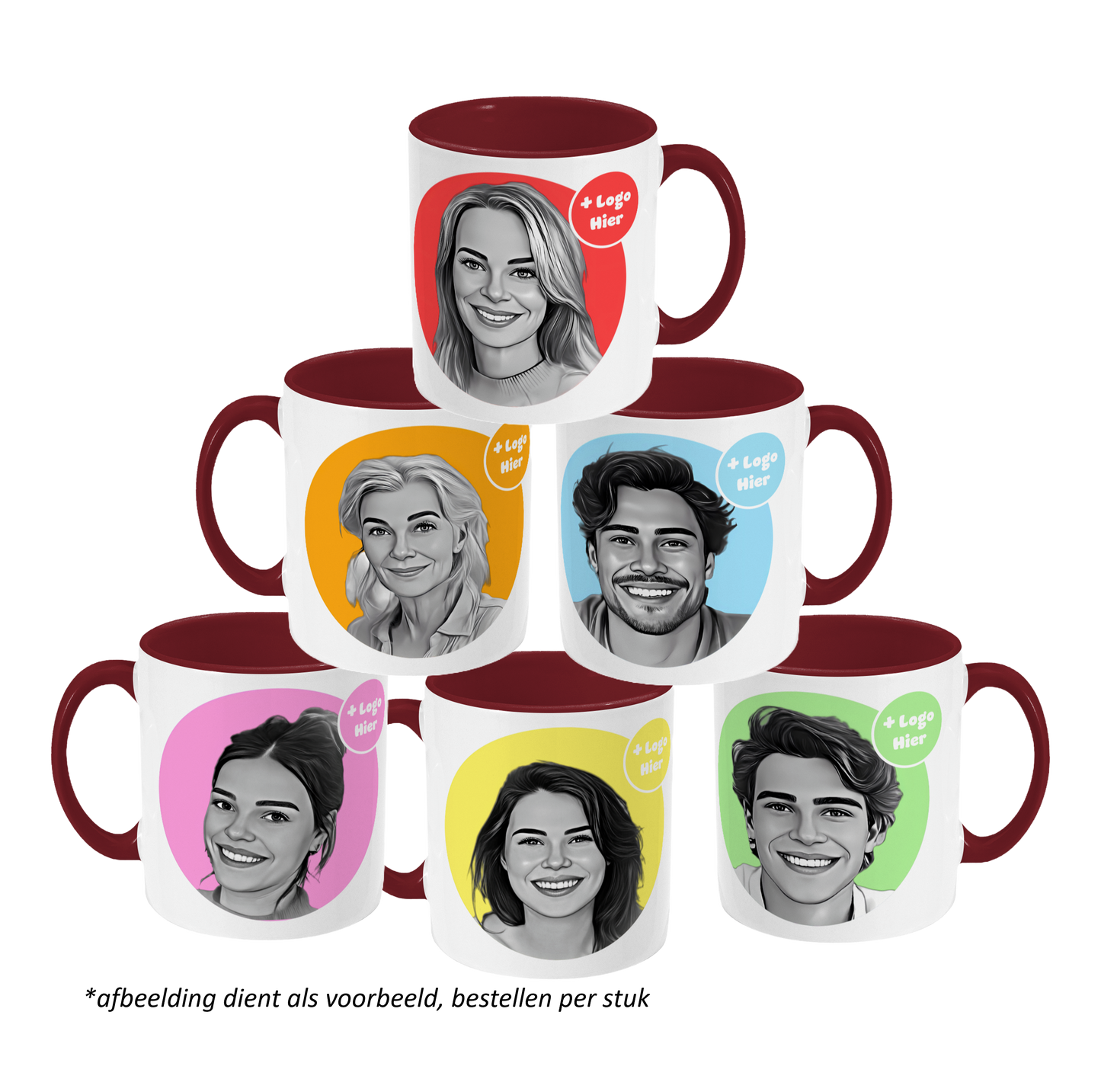 Mokkie | Tekening Zwart-Wit | Bordeauxrood